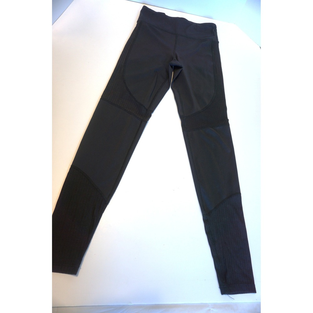 Alala Womens Black Ribbed Paneled High Rise Moto Leggings XS Made in Canada